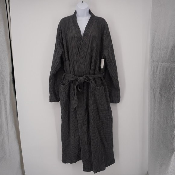 Coyuchi Other - Coyuchi Women's NWOT Gray Cozy Waffle Weave Cotton Robe Front Patch Pockets M/L